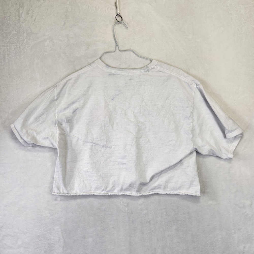 Hello Kitty Kawaii Strawberry Milk Crop Top White Pink Graphic Tee L - Picture 6 of 7
